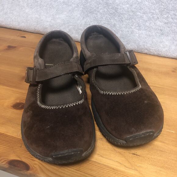 Merrell Encore MJ Leather Espresso Mary Jane Clog Shoes Adjustable Strap Wm 7.5 - Picture 2 of 9